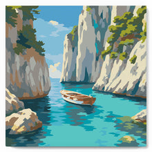 Load image into Gallery viewer, Paint by numbers kit Mini Paint by numbers 8"x8" framed - Peaceful Blue Cove Figured'Art