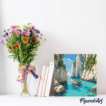 Load image into Gallery viewer, Mini Paint by numbers 8"x8" framed - Peaceful Blue Cove