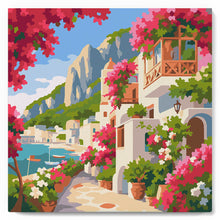 Load image into Gallery viewer, Paint by numbers kit Mini Paint by numbers 8"x8" framed - Capri Floral Lane Figured'Art