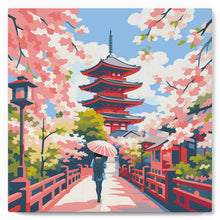 Load image into Gallery viewer, Paint by numbers kit Mini Paint by numbers 8"x8" framed - Kyoto in Bloom Figured'Art