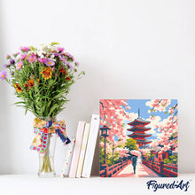 Load image into Gallery viewer, Mini Paint by numbers 8"x8" framed - Kyoto in Bloom