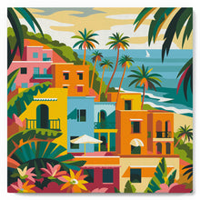 Load image into Gallery viewer, Paint by numbers kit Mini Paint by numbers 8"x8" framed - Moroccan Seaside Town Figured'Art
