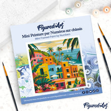 Load image into Gallery viewer, Mini Paint by numbers 8"x8" framed - Moroccan Seaside Town