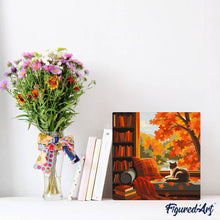 Load image into Gallery viewer, Mini Paint by numbers 8"x8" framed - Cat's Autumn View
