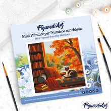 Load image into Gallery viewer, Mini Paint by numbers 8"x8" framed - Cat's Autumn View