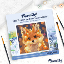Load image into Gallery viewer, Mini Paint by numbers 8"x8" framed - Little Fox with Light Bulbs