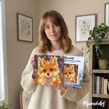 Load image into Gallery viewer, Mini Paint by numbers 8"x8" framed - Little Fox with Light Bulbs