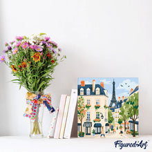 Load image into Gallery viewer, Mini Paint by numbers 8"x8" framed - Watercolor Paris Street