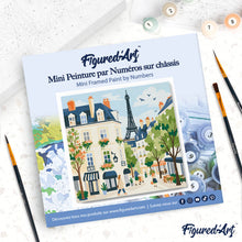 Load image into Gallery viewer, Mini Paint by numbers 8"x8" framed - Watercolor Paris Street