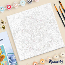 Load image into Gallery viewer, Mini Paint by numbers 8"x8" framed - Highland Cow Garden Queen