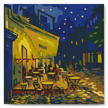 Load image into Gallery viewer, Paint by numbers kit Mini Paint by numbers 8"x8" framed - Van Gogh Cafe Terrace at Night Figured'Art