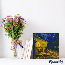 Load image into Gallery viewer, Mini Paint by numbers 8"x8" framed - Van Gogh Cafe Terrace at Night