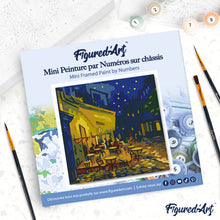 Load image into Gallery viewer, Mini Paint by numbers 8"x8" framed - Van Gogh Cafe Terrace at Night