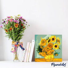 Load image into Gallery viewer, Mini Paint by numbers 8"x8" framed - Van Gogh - Sunflowers