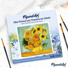 Load image into Gallery viewer, Mini Paint by numbers 8"x8" framed - Van Gogh - Sunflowers