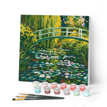 Load image into Gallery viewer, Mini Paint by numbers 8"x8" framed - Water Lilies and Japanese Bridge - Monet