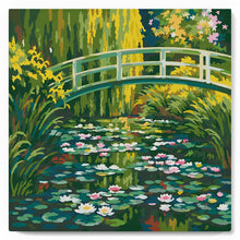 Load image into Gallery viewer, Paint by numbers kit Mini Paint by numbers 8"x8" framed - Water Lilies and Japanese Bridge - Monet Figured'Art