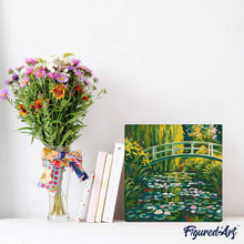 Load image into Gallery viewer, Mini Paint by numbers 8"x8" framed - Water Lilies and Japanese Bridge - Monet
