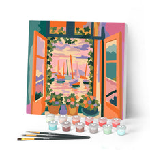 Load image into Gallery viewer, Mini Paint by numbers 8"x8" framed - The Open Window - Matisse