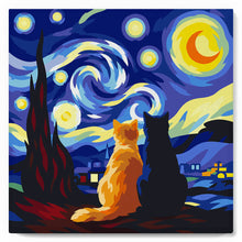 Load image into Gallery viewer, Paint by numbers kit Mini Paint by numbers 8"x8" framed - Starry Night Companions Figured'Art