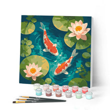 Load image into Gallery viewer, Mini Paint by numbers 8"x8" framed - Koi Pond