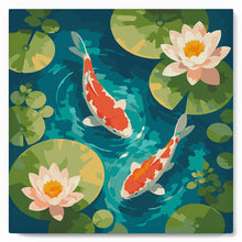 Load image into Gallery viewer, Paint by numbers kit Mini Paint by numbers 8"x8" framed - Koi Pond Figured'Art