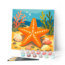 Load image into Gallery viewer, Mini Paint by numbers 8"x8" framed - Starfish