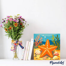 Load image into Gallery viewer, Mini Paint by numbers 8"x8" framed - Starfish