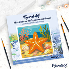 Load image into Gallery viewer, Mini Paint by numbers 8"x8" framed - Starfish