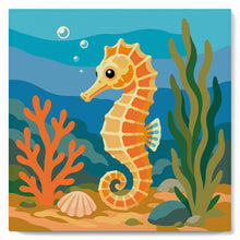 Load image into Gallery viewer, Paint by numbers kit Mini Paint by numbers 8"x8" framed - Seahorse Figured'Art