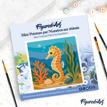 Load image into Gallery viewer, Mini Paint by numbers 8"x8" framed - Seahorse