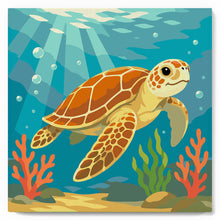 Load image into Gallery viewer, Paint by numbers kit Mini Paint by numbers 8"x8" framed - Turtle Figured'Art
