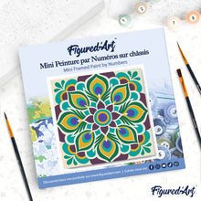 Load image into Gallery viewer, Mini Paint by numbers 8"x8" framed - Peacock Mandala