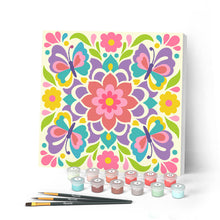 Load image into Gallery viewer, Mini Paint by numbers 8"x8" framed - Butterfly Mandala