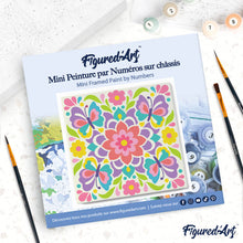 Load image into Gallery viewer, Mini Paint by numbers 8"x8" framed - Butterfly Mandala