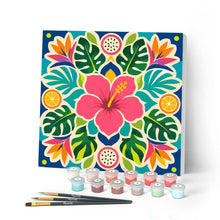 Load image into Gallery viewer, Mini Paint by numbers 8"x8" framed - Hibiscus Mandala