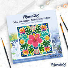 Load image into Gallery viewer, Mini Paint by numbers 8"x8" framed - Hibiscus Mandala