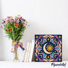 Load image into Gallery viewer, Mini Paint by numbers 8"x8" framed - Celestial Mandala