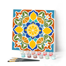 Load image into Gallery viewer, Mini Paint by numbers 8"x8" framed - Citrus Mandala