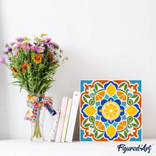 Load image into Gallery viewer, Mini Paint by numbers 8"x8" framed - Citrus Mandala