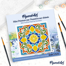Load image into Gallery viewer, Mini Paint by numbers 8"x8" framed - Citrus Mandala
