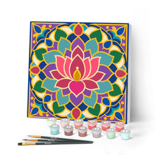 Load image into Gallery viewer, Mini Paint by numbers 8"x8" framed - Lotus Mandala