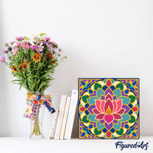 Load image into Gallery viewer, Mini Paint by numbers 8"x8" framed - Lotus Mandala