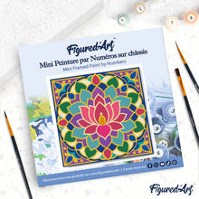 Load image into Gallery viewer, Mini Paint by numbers 8"x8" framed - Lotus Mandala