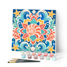 Load image into Gallery viewer, Mini Paint by numbers 8"x8" framed - Seashell Mandala