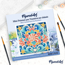 Load image into Gallery viewer, Mini Paint by numbers 8"x8" framed - Seashell Mandala