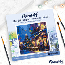 Load image into Gallery viewer, Mini Paint by numbers 8"x8" framed - Festive Night Café