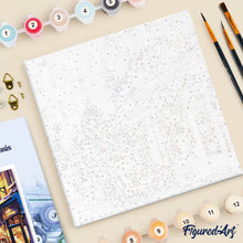 Load image into Gallery viewer, Mini Paint by numbers 8"x8" framed - Festive Night Café