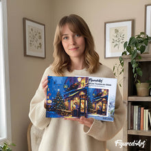 Load image into Gallery viewer, Mini Paint by numbers 8"x8" framed - Festive Night Café
