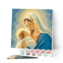 Load image into Gallery viewer, Mini Paint by numbers 8"x8" framed - Mary's Embrace
